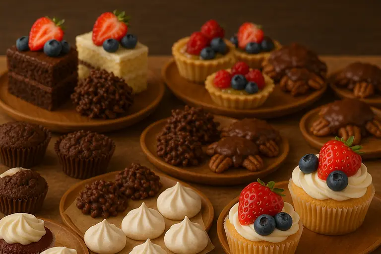 Mesa de postres con bocaditos individuales elegantes para eventos en CDMX.